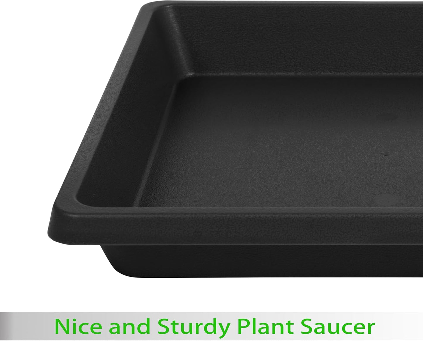 16 Inch 2 Pack Square Plant Saucer, Plant Saucers for Indoors, Large Heavy Duty Plastic Flower Plant Trays for Pots, Under Plant Water Catcher Tray for Potted Plants Outdoors (16"-Black)
