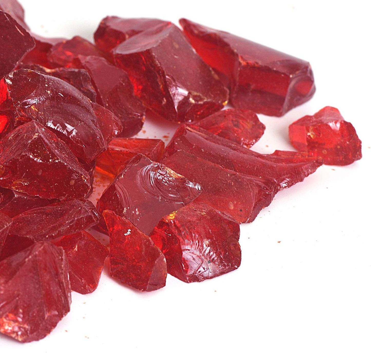 High Luster Reflective Fire Glass Gravel,Fire Gems,Fire Drops,Fire Glass Pebbles Stones Beads Chips for Fire Pit Fish Tank Aquarium Garden,1-2cm,540g/1.19lb (Red)