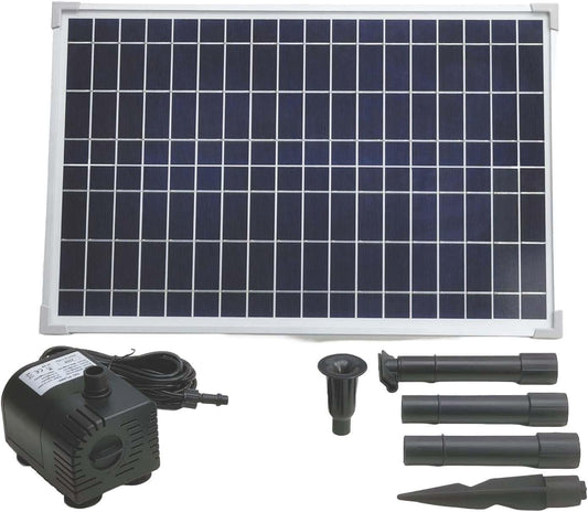 25W Solar Water Pump KIT: DC Dry-Run Protection Water Pump 370GpH with 18V 25W Solar Panel for Fountain, Fish Pond, and Aquarium (No Backup Battery)