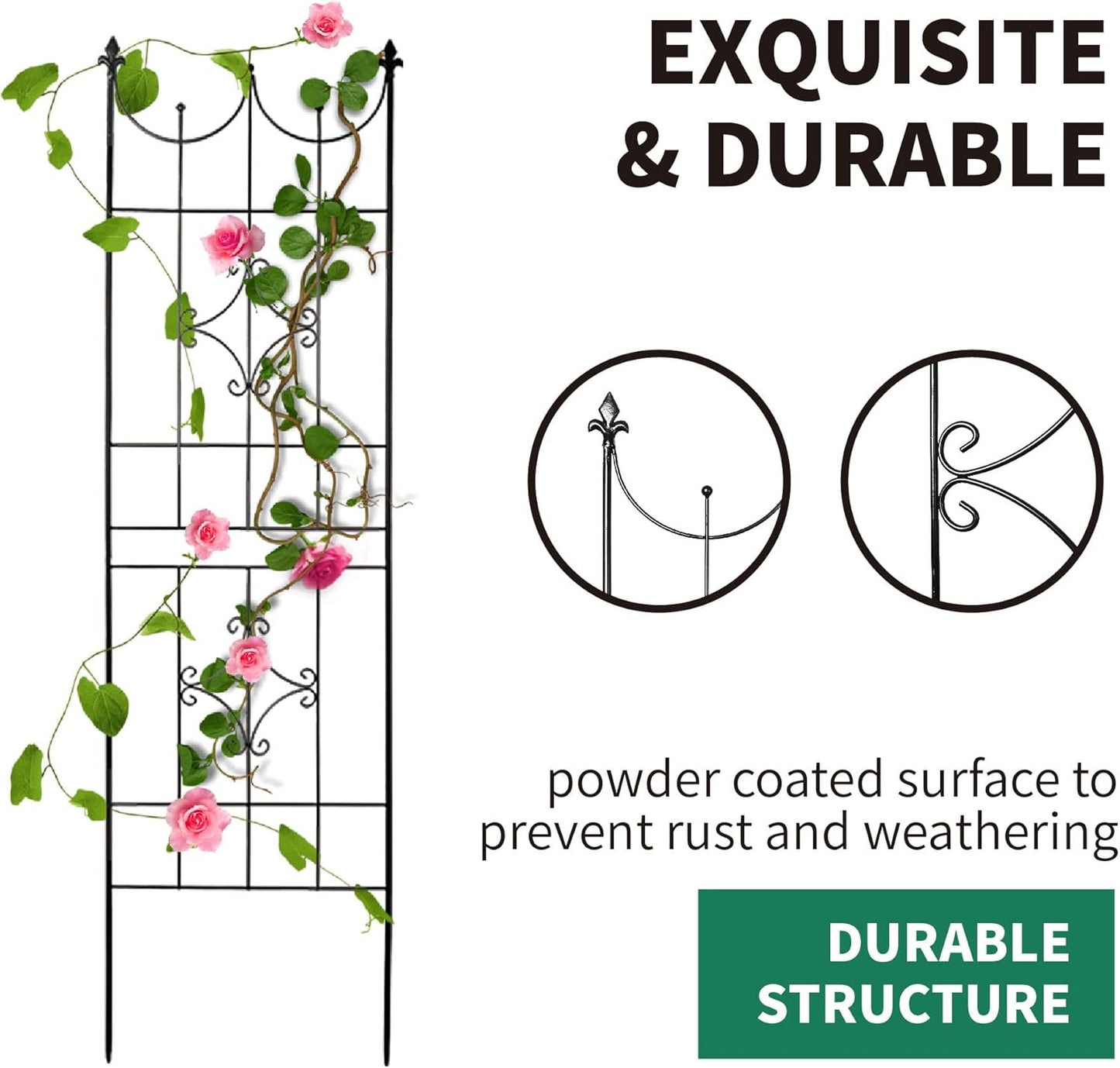 Trellis 70” x 20” for Climbing Plants 6FT Metal Iron Wire Vine Flower Trellises for Outdoor Climbing Plants Support