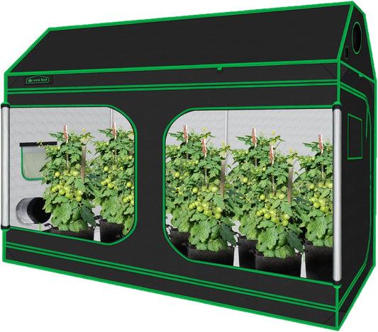 96"x48"x72" Roof Cube Grow Tent with Observation Windows, Lightproof, Mylar Hydroponic Tent with Floor Tray for Indoor Plant Growth