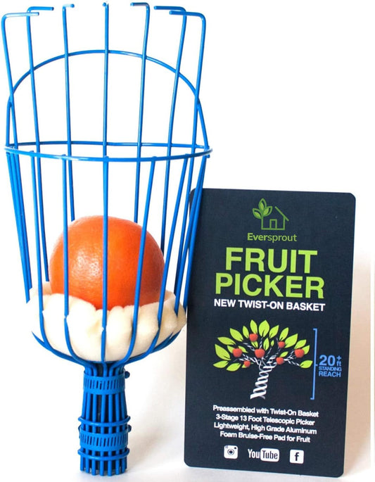 EVERSPROUT Twist-On Fruit Picker Basket, Twists onto Standard US Threaded Pole (3/4-inch ACME), Fruit Picker Head Basket, Fruit Harvesting Tool, Apple, Mango Picker etc. (Head Only, Pole Not Included)