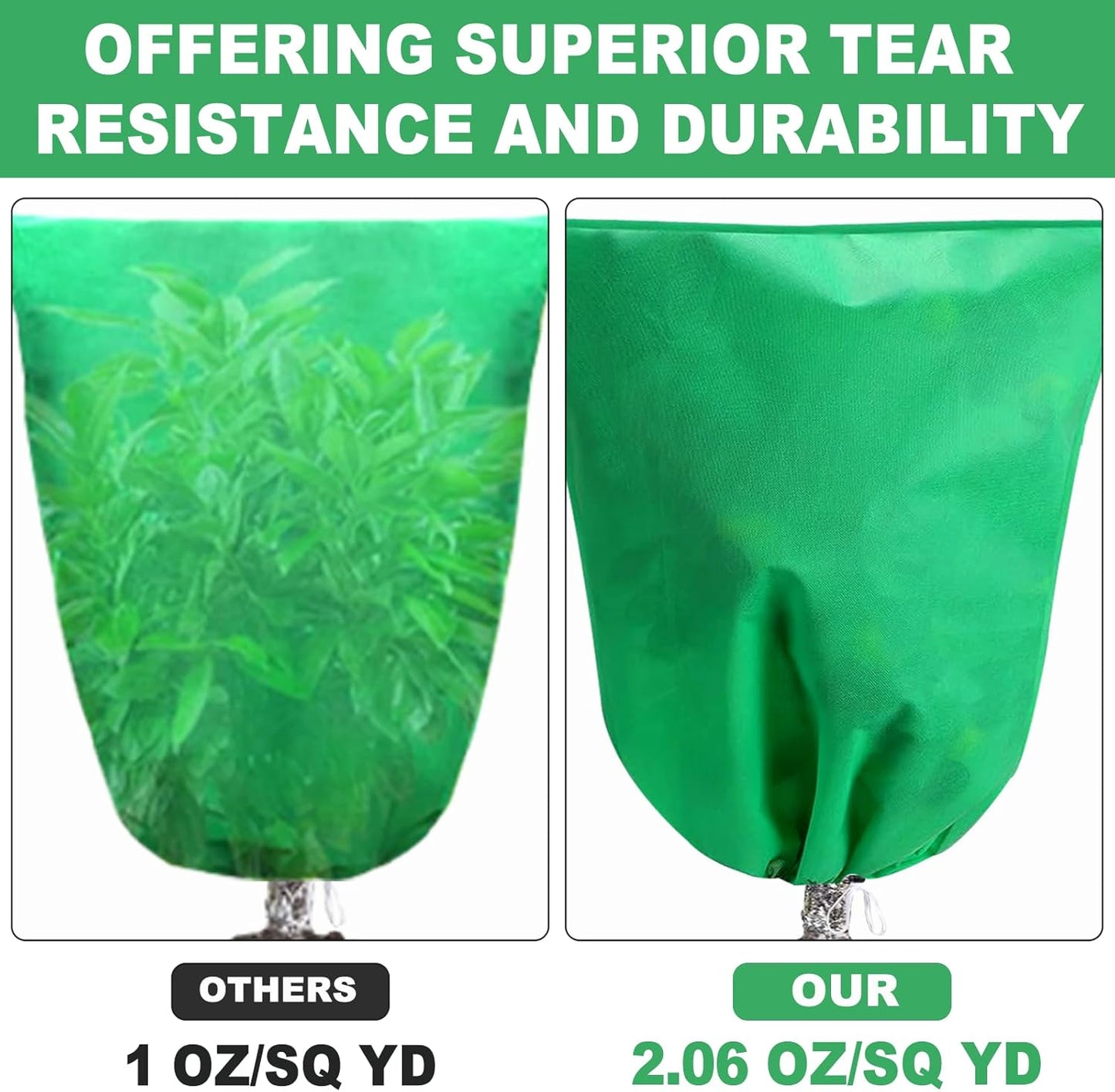 Plant Covers Freeze Protection, 2 Pack Tree Covers for Winter Cold Weather Frost Blankets for Outdoor Plants Fruit Tree, 47.2" X 70.8" Shrubs Trees Jacket Covers Bags with Zipper Drawstring