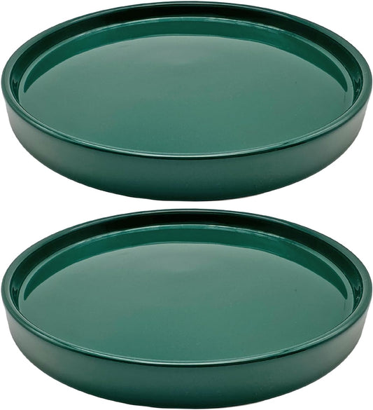 2 Pack Ceramic Plant Saucer Pot Tray 7 Inch, Planter Saucers 4 5 6 7 8 9 10 11 12 13 Inch for Indoors Outdoor, Durable Sturdy Flower Drainage drip Water Tray for Glazed Pots Base (7 Inch-Green)