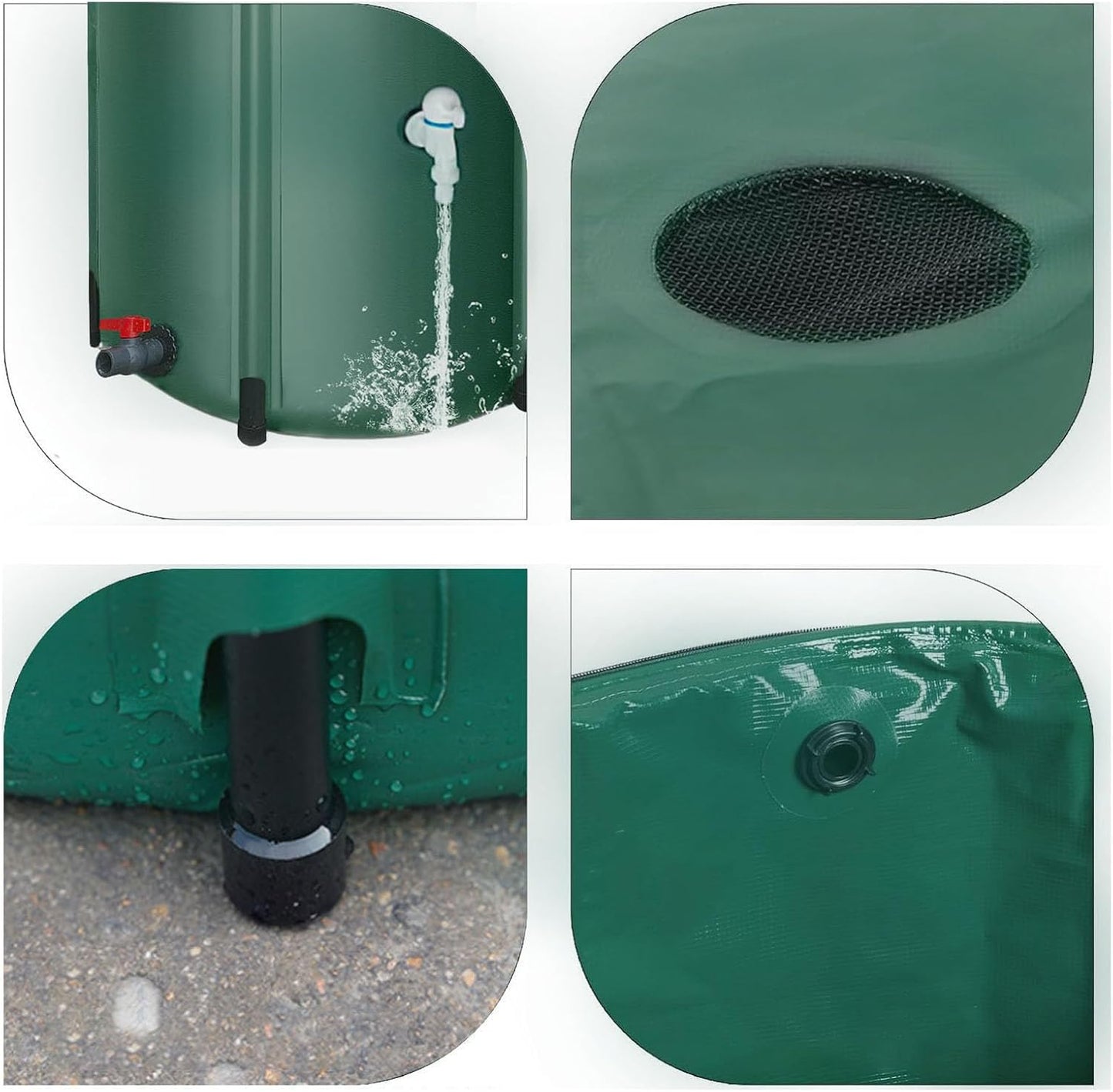 Rain Barrel, 53 Gallon Portable Foldable Rain Water Collection Tank Collapsble Rainwater Storage Container Water Collect System Downspout with 2 Spigots for Garden Landscape