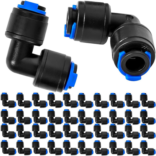 40 Pack 1/4" Universal 90 Degree Elbow Fitting, Quick Connect Universal Drip Irrigation Tubing Coupling Valve, Connector Locking Fitting for Sprinkler or Drip Irrigation System