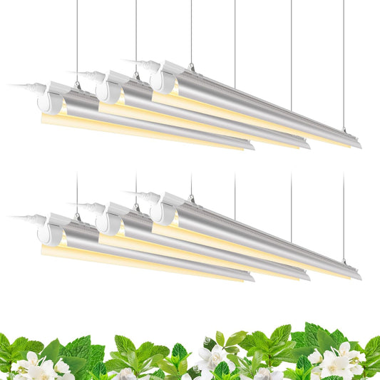 Barrina Plant Grow Light, 252W(6 x 42W, 1400W Equivalent), Full Spectrum, LED Grow Light Strips, T8 Integrated Growing Lamp Fixture, Grow Shop Light, with ON/Off Switch, 6-Pack