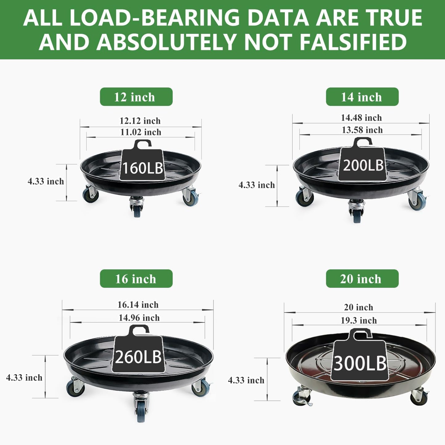 1 Pack Metal Plant Caddy with Wheels 20 Inch Black, Round Rolling Heavy Duty Plant Dolly, Heavy Plant Pot Mover Outdoors or Indoors, The Metal Wheel Can Rotate 360 Degrees or Lockable.