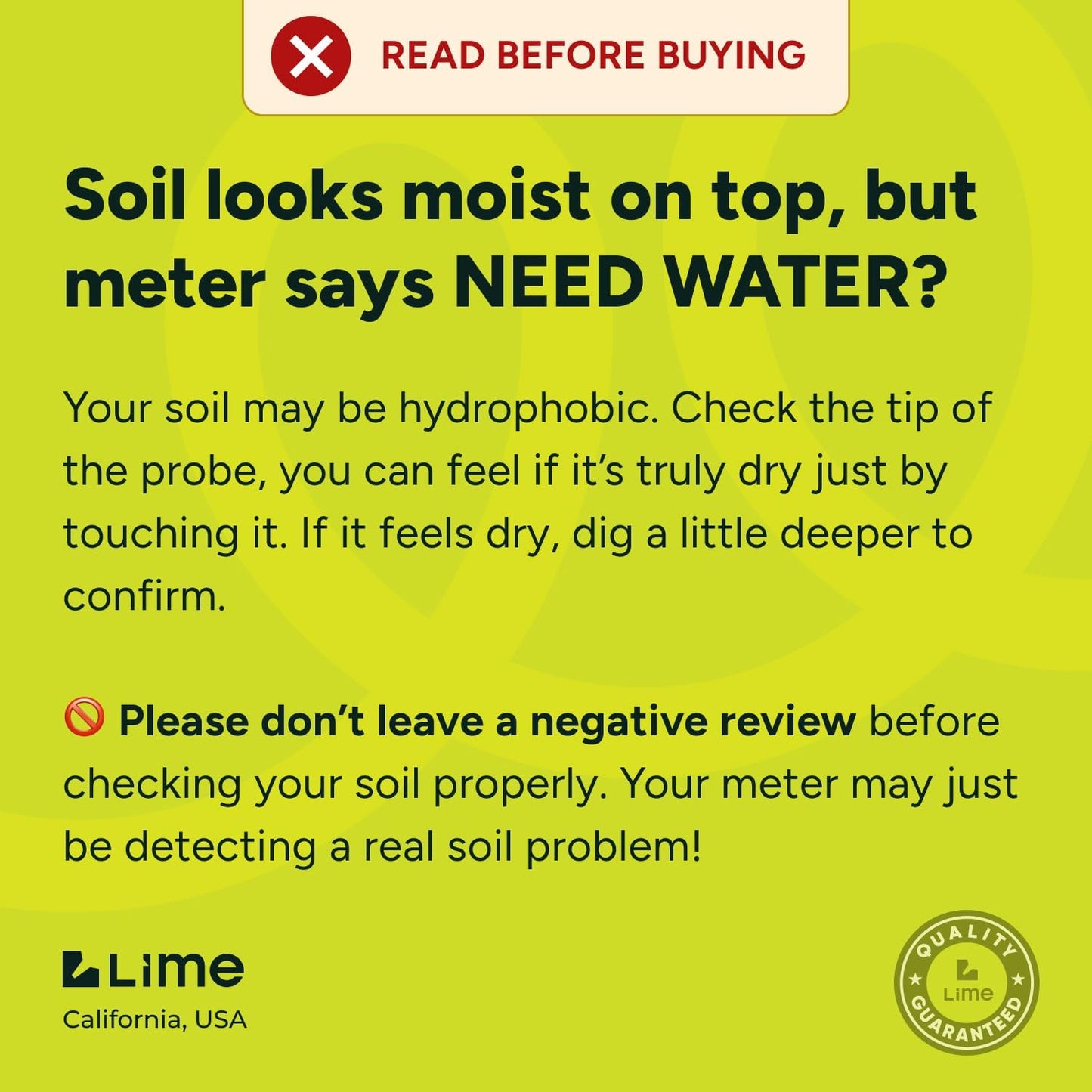 GROWIT Soil Moisture Meter for Plants - Plant Moisture Meter for House Plants - No Batteries Required