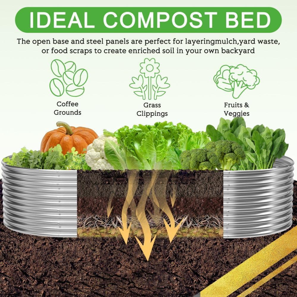 FRIZIONE 3pcs Tall 4x2ft Galvanized Raised Garden Bed Outdoor,Steel Garden Bed for Vegetables,Above Ground Garden Box for Flower,Metal Raised Beds for Gardening