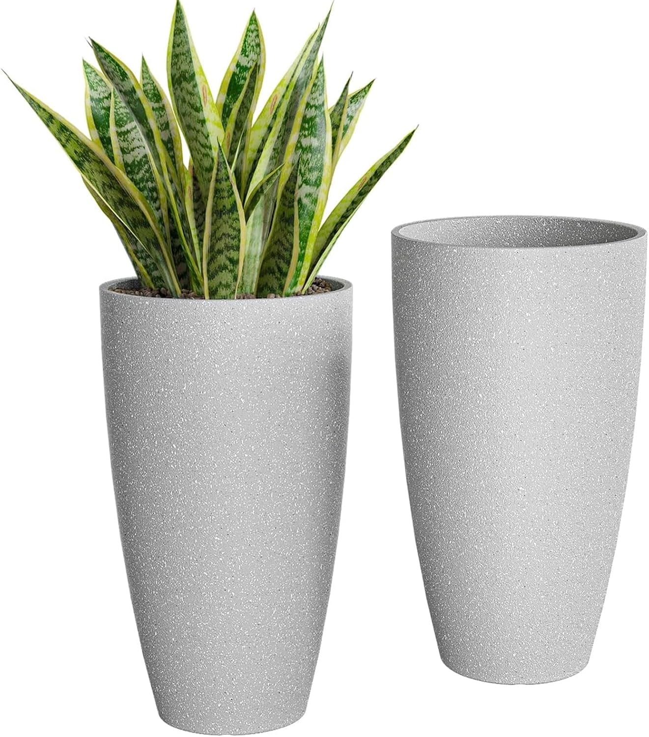 QCQHDU 21 inch Tall Planters for Outdoor & Indoor Plants, 2 Pack Sturdy Plant-Flower-Tree Pots for Front Porch Patio Deck Living Room Decor