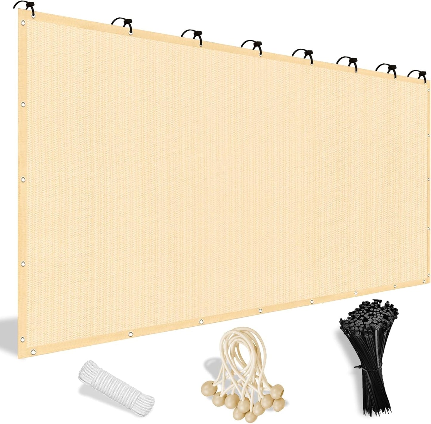 Shade&Beyond 90% Sun Shade Cloth with Grommets, 6' X 6' Pergola Shade Cover Canopy, Mesh Tarp Sun Screens for Patio, Outdoor, Garden, Backyard, Wheat