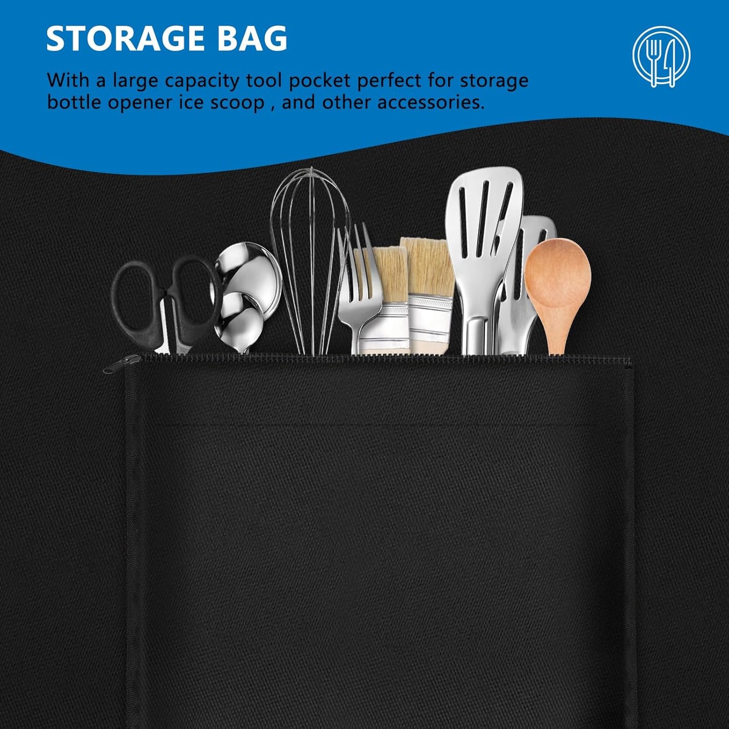 SIRUITON Outdoor Bar Cart Cover for 60 Inch Portable Outdoor Table, Heavy Duty 600D Oxford Fabric Outdoor Waterproof BBQ/Worktable Metal Movable Table Cover