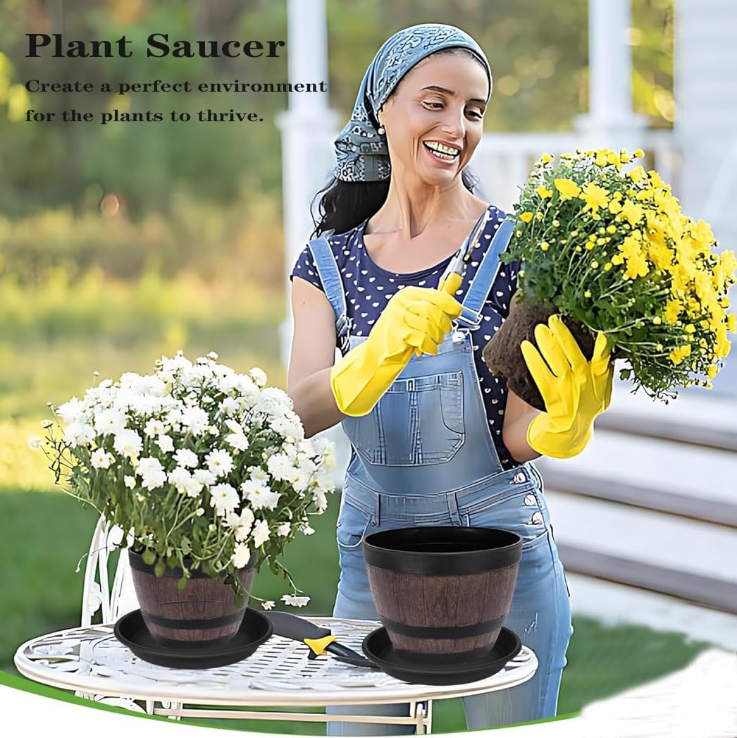 2 Pack of 14 inch Plant Saucer, Plastic Plant Saucer 14 inch, Bird Bath Bowls, Heavy Duty Plant Tray for Pots, Plant Saucers for Indoors Planter, Garden Water Plate 12"/13"/14" (Black)