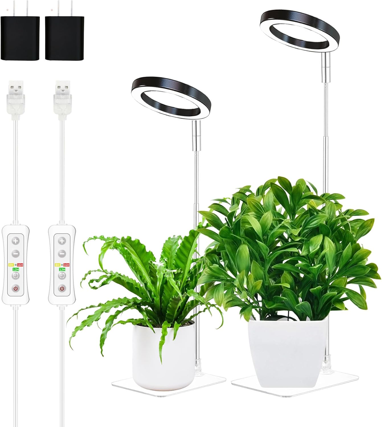 yadoker Plant Grow Light, LED Growing Light Full Spectrum for Indoor Plants,Height Adjustable, Automatic Timer, 5V Low Safe Voltage,Idea for Small Plant Ligh Sunflower Yellow YD-9YELLOW-8-1P