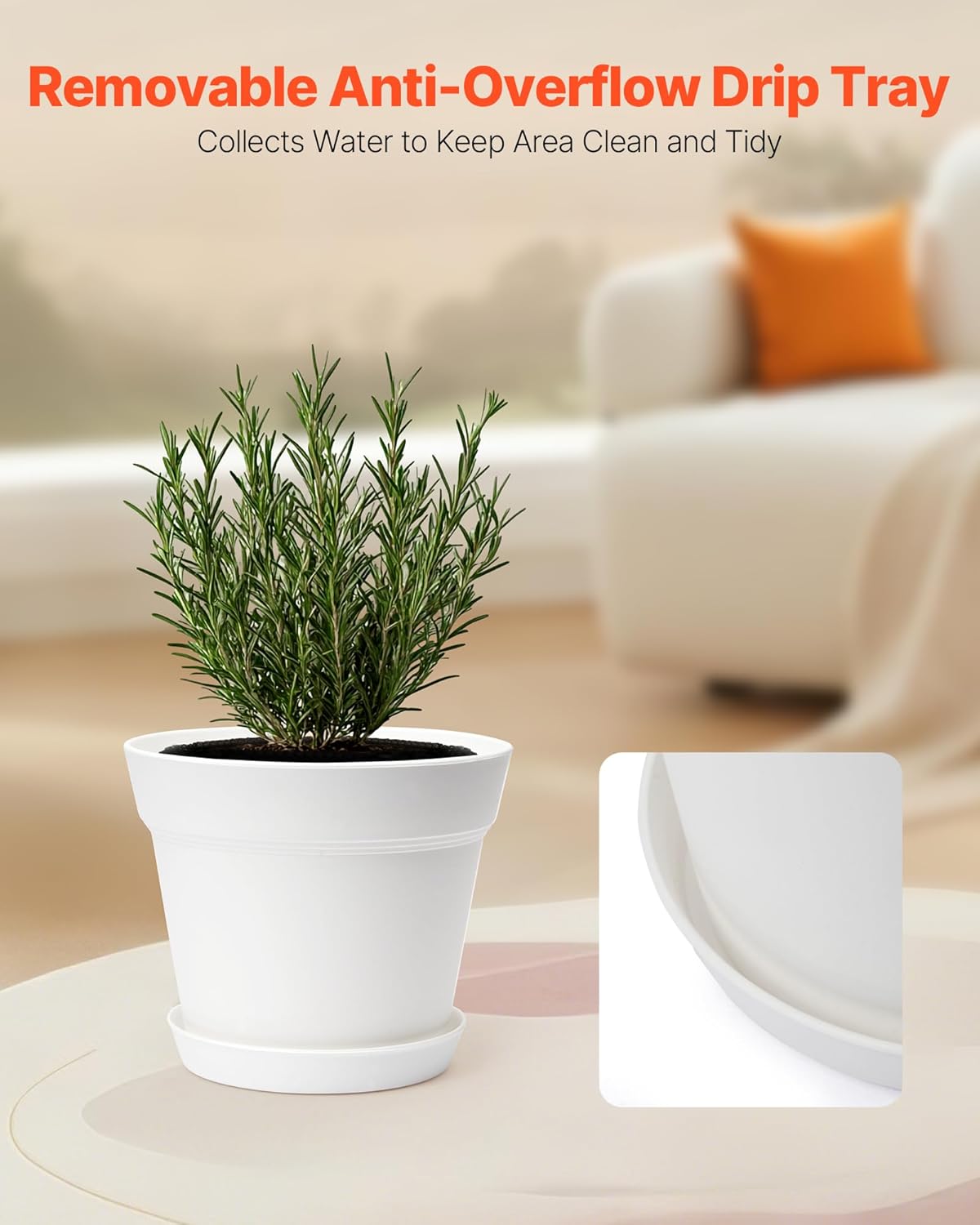 VEVOR Plastic Plant Pots, 16 Packs 6 in Durable Planters, Lightweight Nursery Pots with Drainage Holes & Detachable Saucers, Round Tapered Flower Pot for Indoor & Outdoor Plants, Home Garden Decor