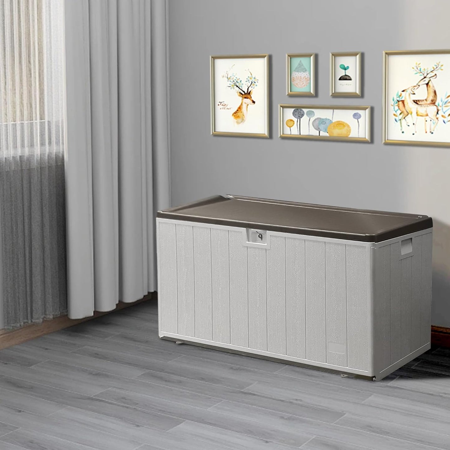 120 Gallon Pro Outdoor Storage Box, Waterproof & UV Resistant Resin Deck Box for Patio, Pool, and Garden, Lockable Bin for Cushions and Accessories, (Black)