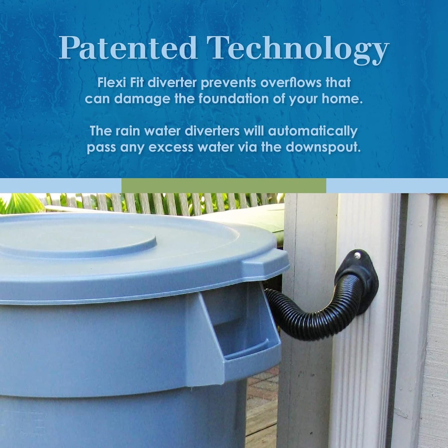 EarthMinded FlexiFit Universal Diverter System - Works with Standard Rectangular Downspouts - Easily Connects Your Existing Rain Barrel to a Downspout Diverter System