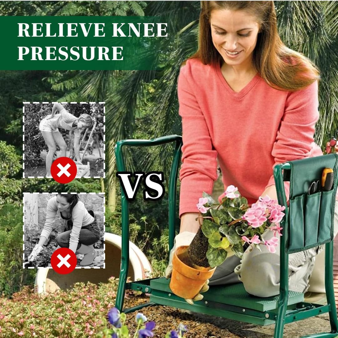 Garden Kneeler and Seat, Foldable Garden Stool Heavy Duty Gardening Bench for Kneeling and Sitting to Prevent Knee & Back Pain, Gardening Gifts for Women, Grandparents, Seniors, Mom & Dad
