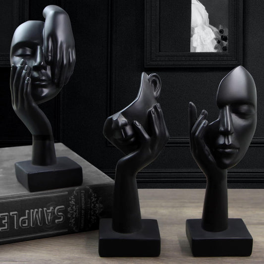 3 Pcs Thinker Statue,Modern Home Resin Sculptures,Collectible Figurines for Home Office Bookshelf Desktop Decor(Black)