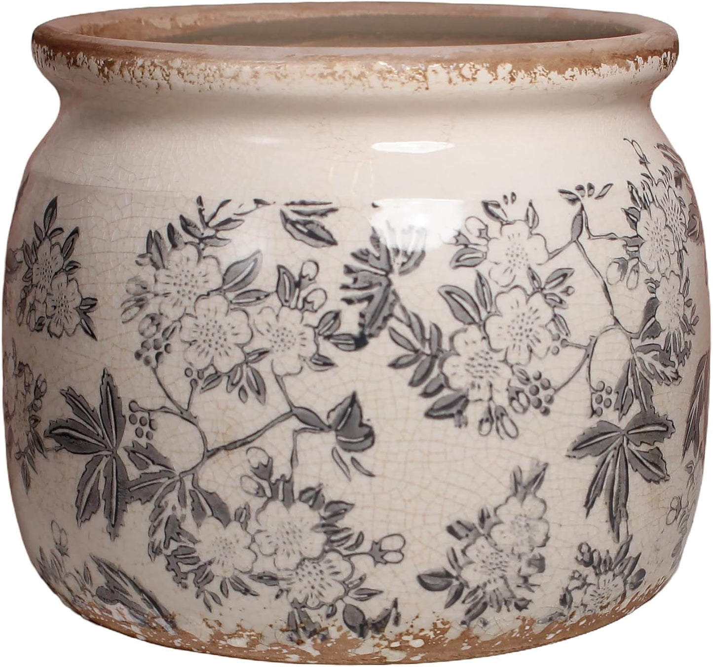 Ceramic Planters for Indoor Plants, Plant Pots with Drainage Hole, 6.29in. Flower Pots for Indoor Plants, Vintage Planters & Succulent Pots, Crackle Glaze Finish Plant Pots, Rustic Grey