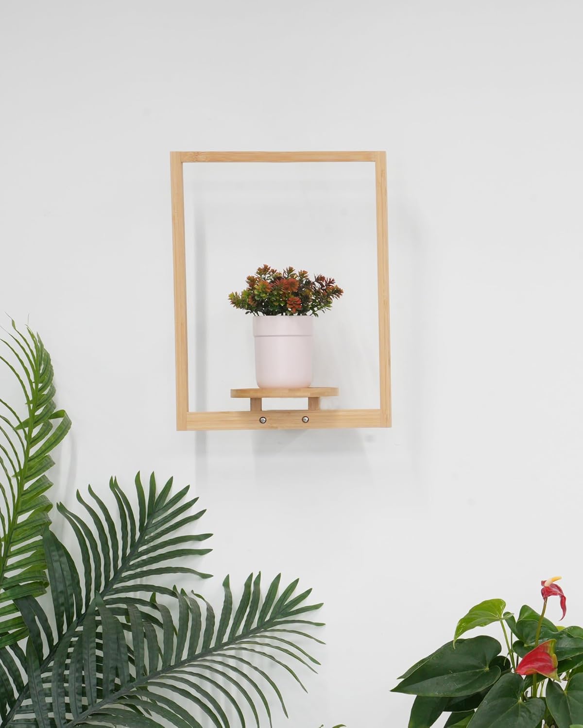 yadoker Wall Planters for Indoor Plants,Bamboo Hanging Plant Holders, Wall Decor Plant Stand, 2-Pack Window Plant Shelves for Living Room & Entryway