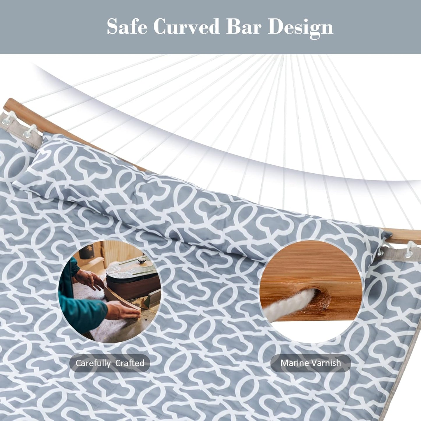 SUNCREAT Tree Hammocks for Outside, Portable Hammocks with Carrying Bag, Gray Pattern