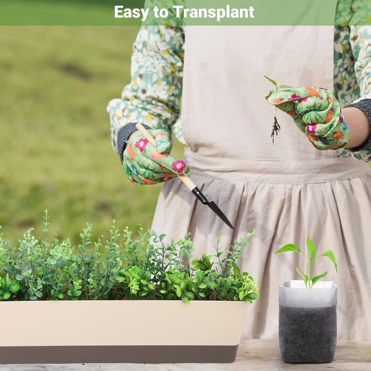 GREANER Biodegradable Seed Nursery Bags - 6.6x7.8 inches, 100PCS Non-Woven Plants Grow Bags for Vegetables, Fabric Seedling Pots Plants Pouch for Flower Fruit Tree, Garden Agricultural Supply