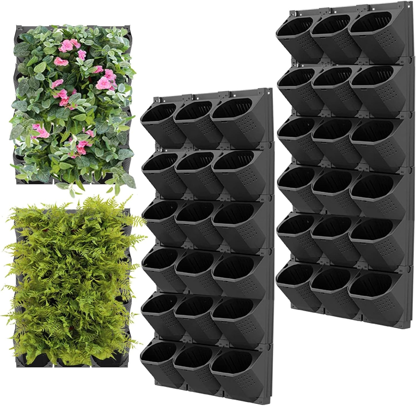 Self Watering Wall Planter with 36 Pots, Vertical Garden Planter for Indoor Plants, Wall Mounted planters Hanging Flower Herbs Vegetables, Wall Garden for Home (Black)