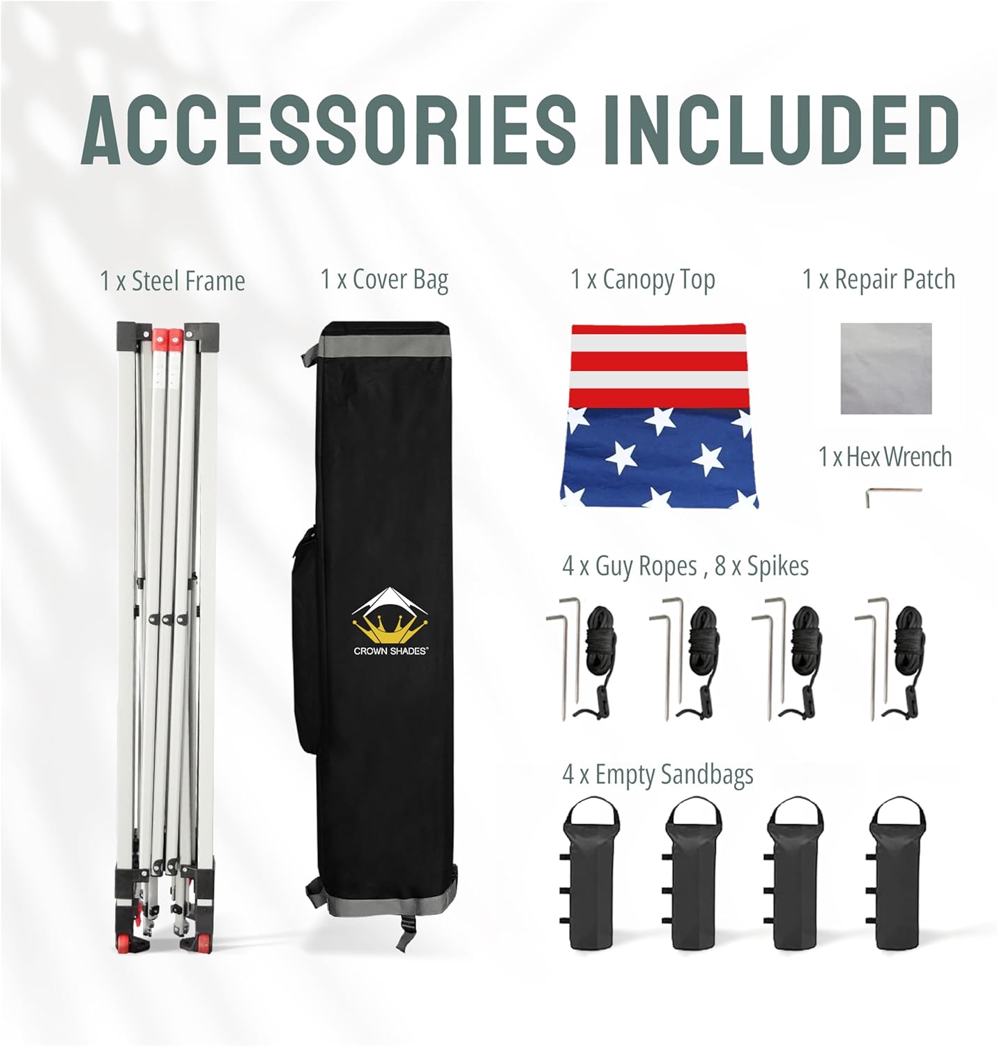 CROWN SHADES 10x10 Pop Up Canopy - Beach Tent with One Push Setup - Easy Outdoor Sun Shade for Events, Parties, Camping - Gazebo with STO-N-Go Cover Bag, Silver Coated Top, American Flag