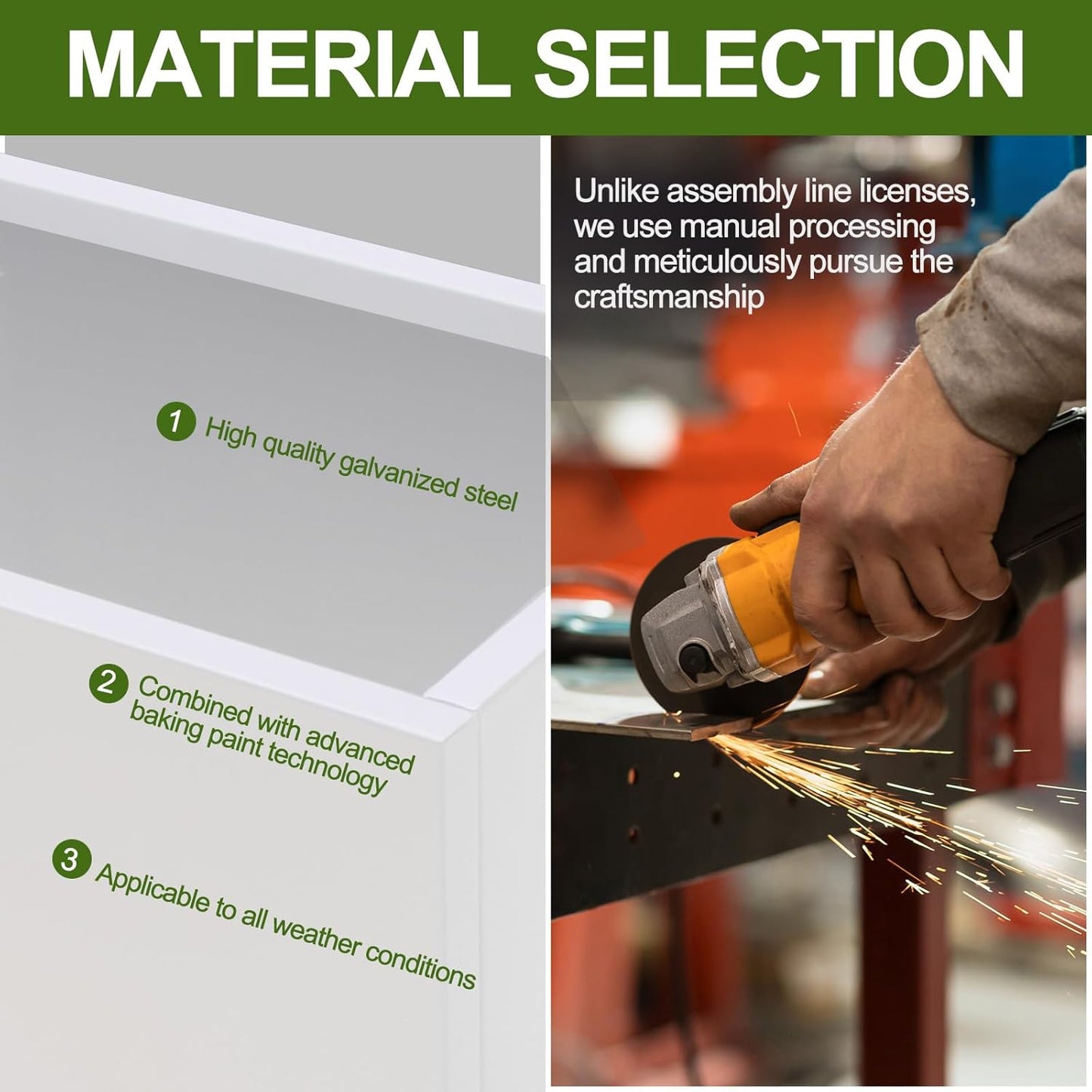 Galvanized Steel Planter Box-No Installation Required Metal Rectangular Block Long Box Planter Modern Outdoor Planters All-Weather Use with Drainage Holes for Patio/Porch, 36×24×12IN（White）