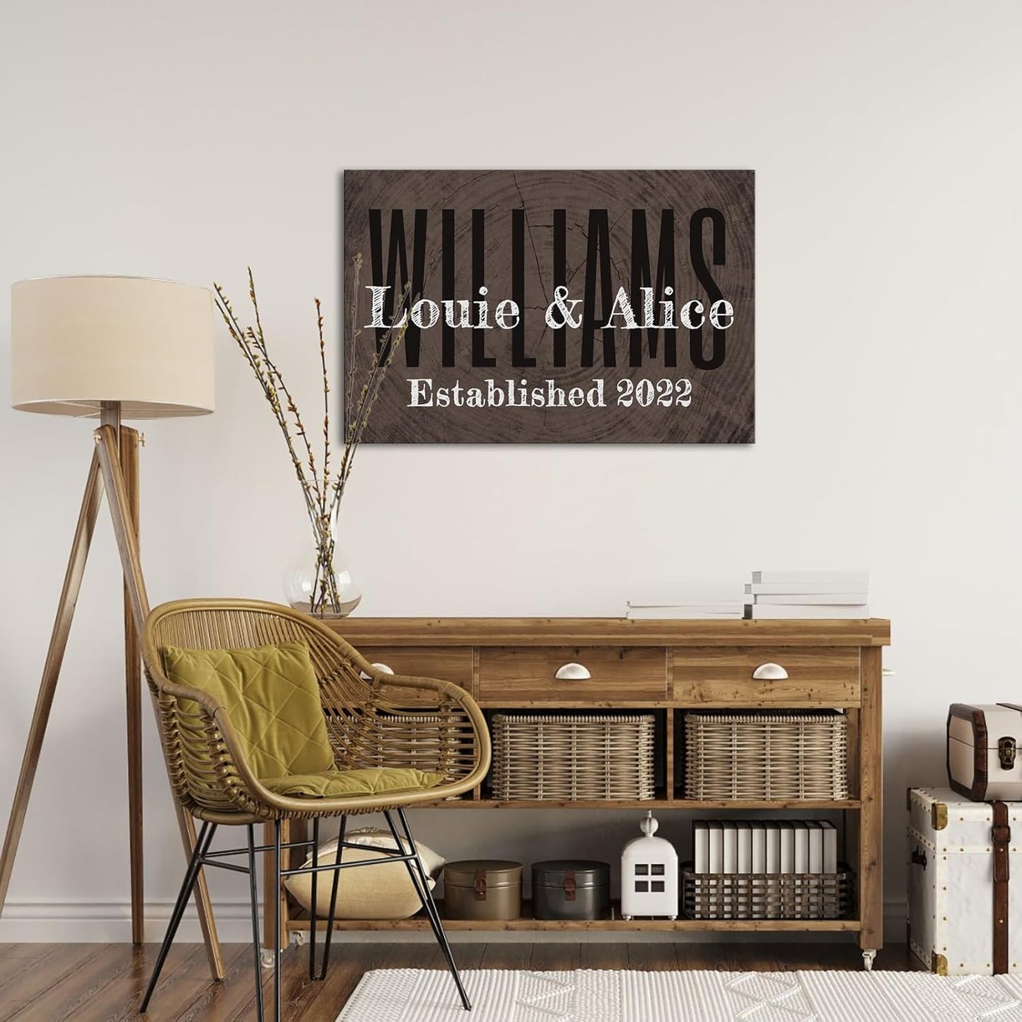 iLOOKLiKE Personalized Last Name Signs with Couple's Names Wall Art Custom Family Established Date Canvas Prints Framed Unique Wedding Anniversary Housewarming Gifts for Home Decor 8×12inch