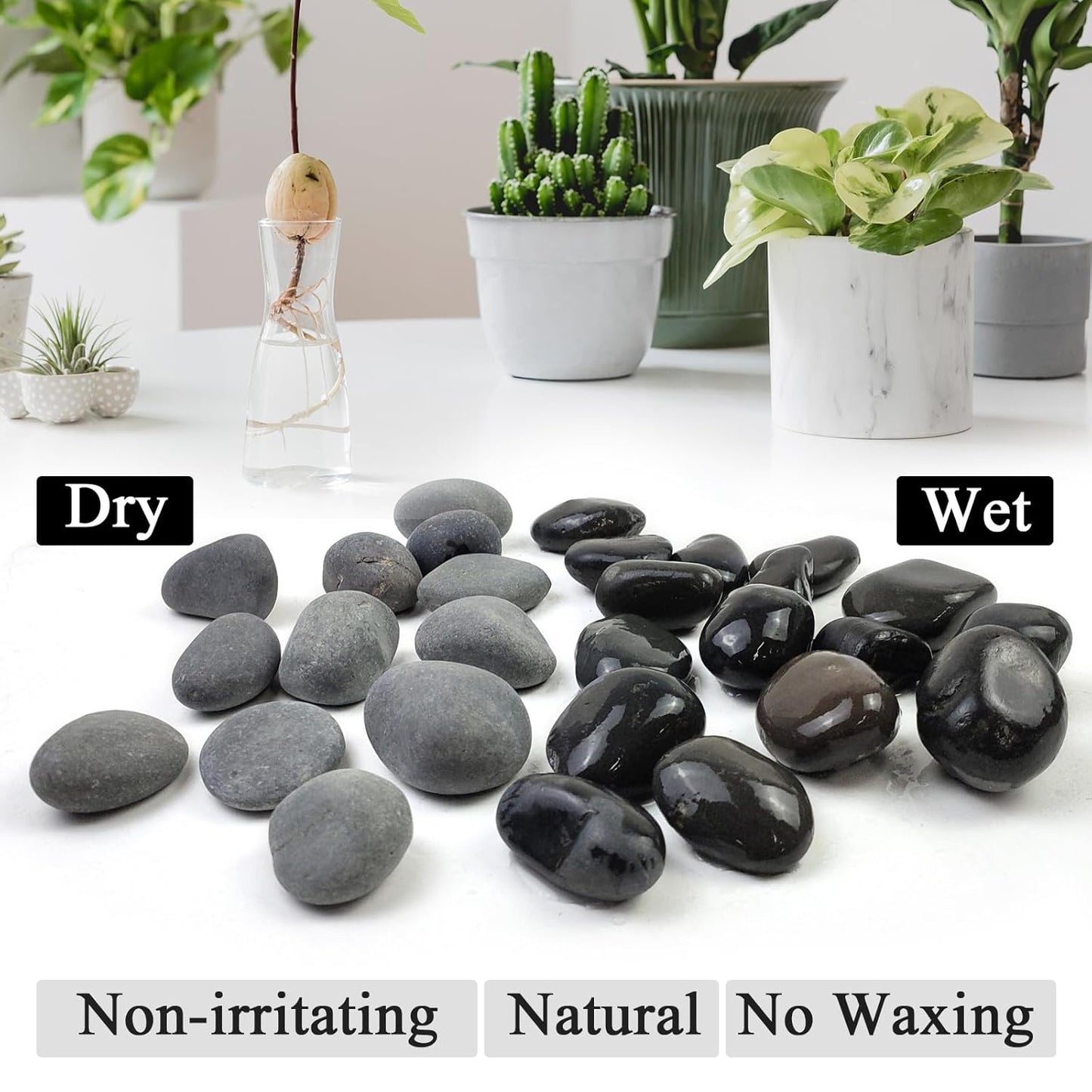 Black River Rocks for Landscaping, 2-3 Inch Natural River Rocks for Garden Beds, Potted Plants, Fish Tanks, DIY Pathway and Backyard Accent, Stones for Crafts, Walkways(40lbs Bulk)