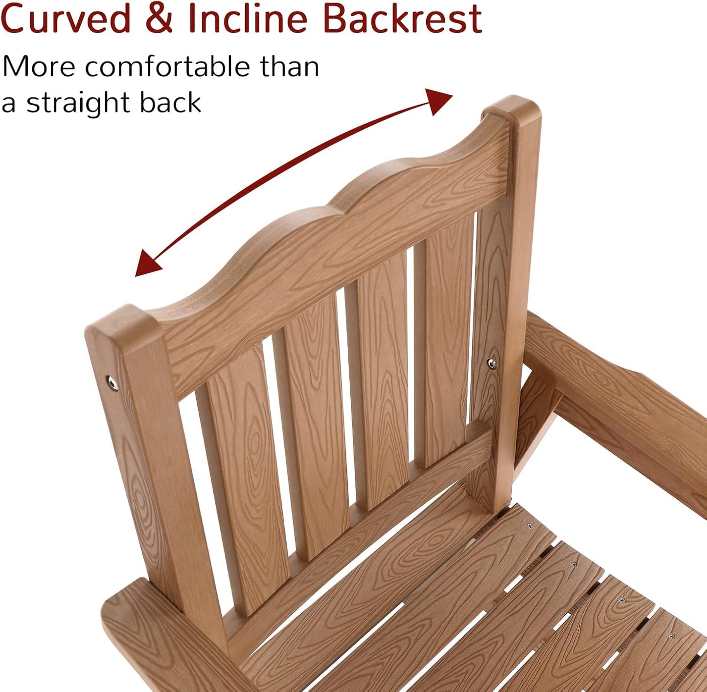 Stoog Patio Chair, All-Weather Outdoor Chairs with 400 lbs Weight Capacity, Looks Like Real Wood, for Patio, Deck, Pool and Backyard, Teak