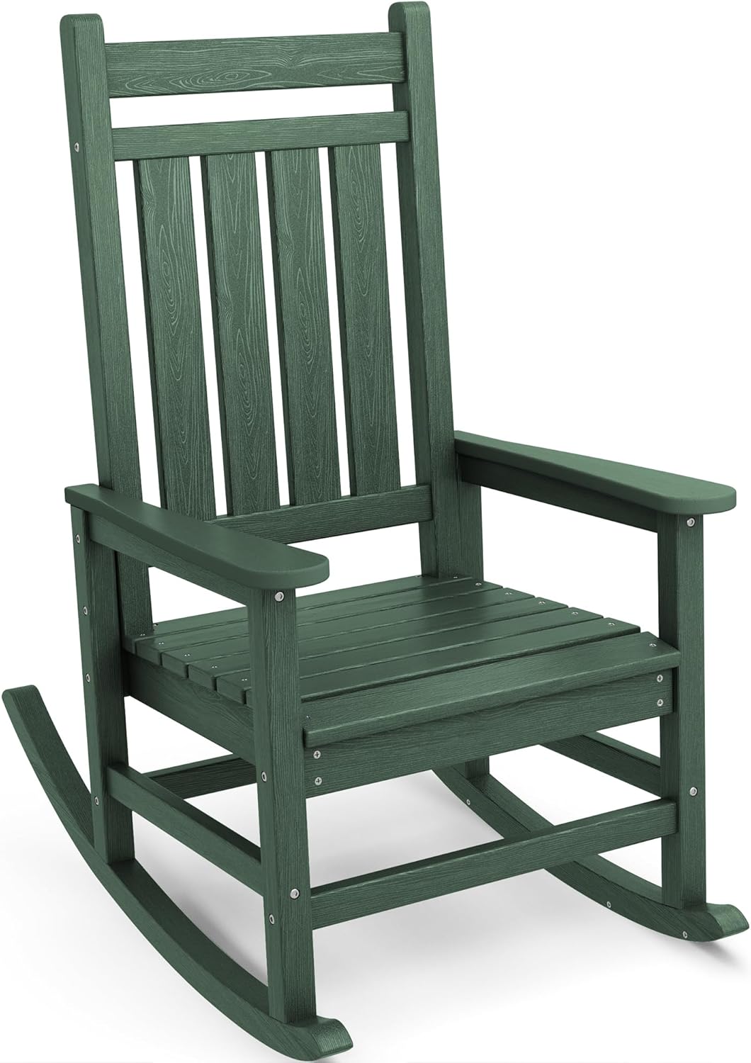 SERWALL HDPE Rocking Chair, Outdoor Rocking Chair for Adults, All Weather Porch Rocker for Lawn Garden, Green