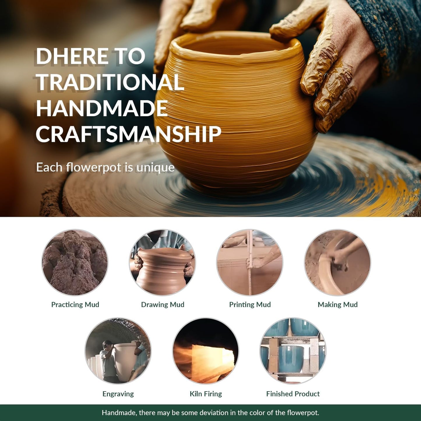 Mid Modern Planter with Detached Saucer (Ivory Clay,12.0" D x 10.5" H)