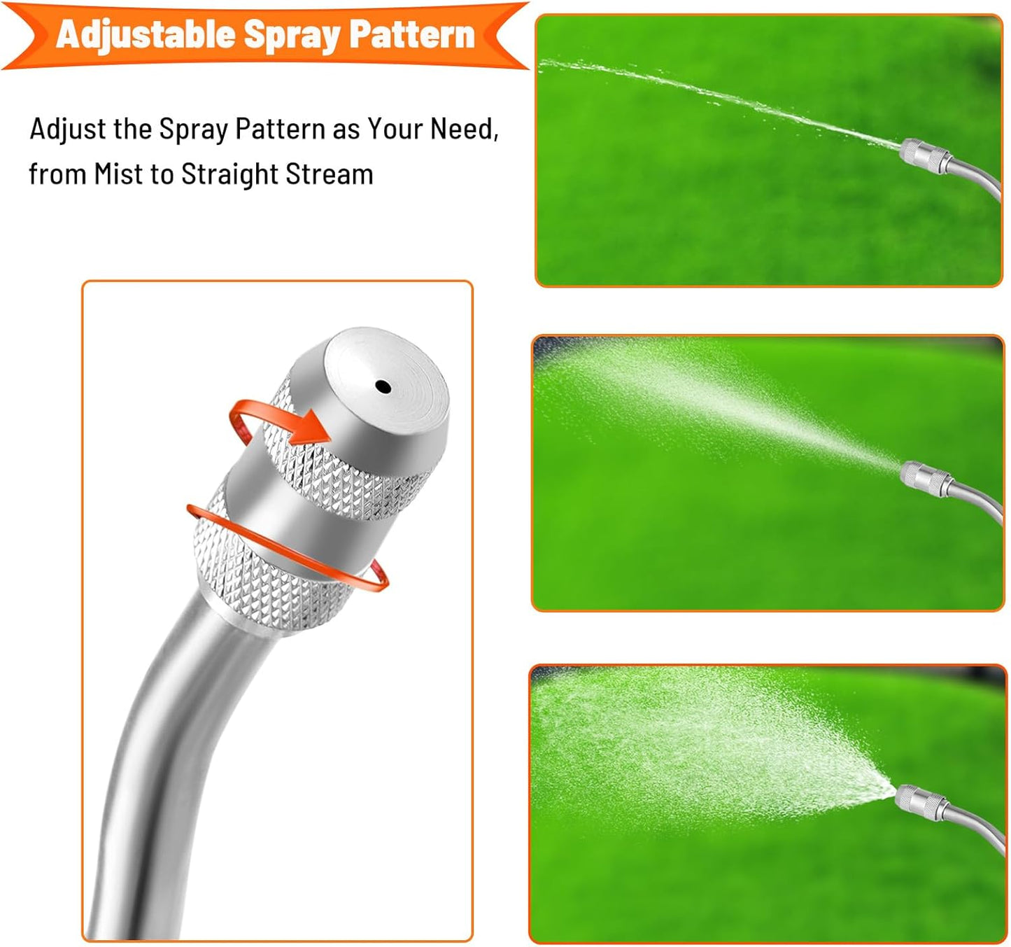 29 Inch Spray Wand Replacement, Brass Barb Match 1/4" & 3/8" Sprayer Wand Hoses, Adjustable Nozzle Stainless Steel Sprayer Wand with Shut off Valve for Weed Garden Car Wash (Orange, 29 inches*1)