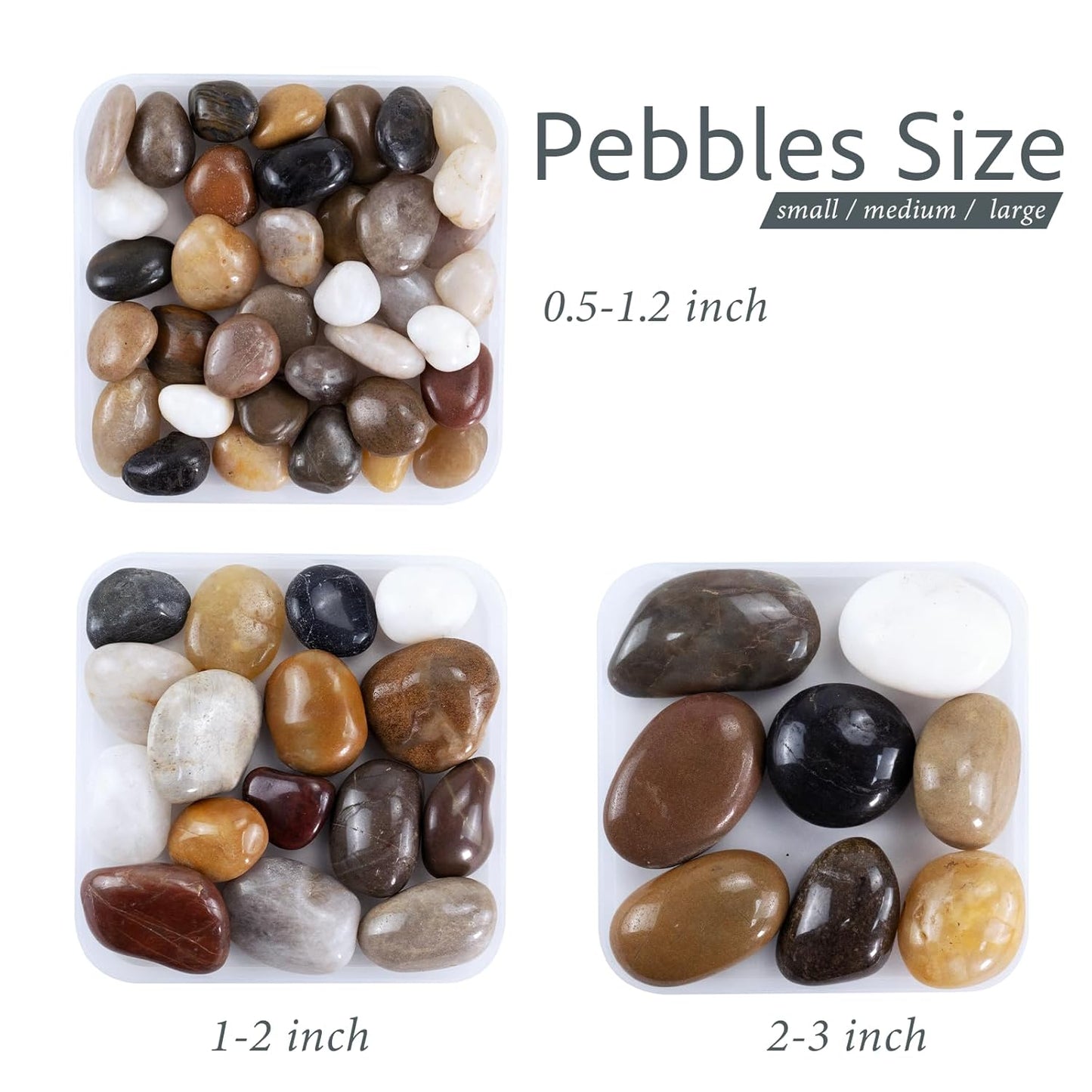 Pebbles for Indoor Plants, 5lbs Colorful Pebbles 0.5-1.2 Inch Decorative River Rocks for Planters, High Polished Stones for Vase Filler Fish Tank Landscaping Garden