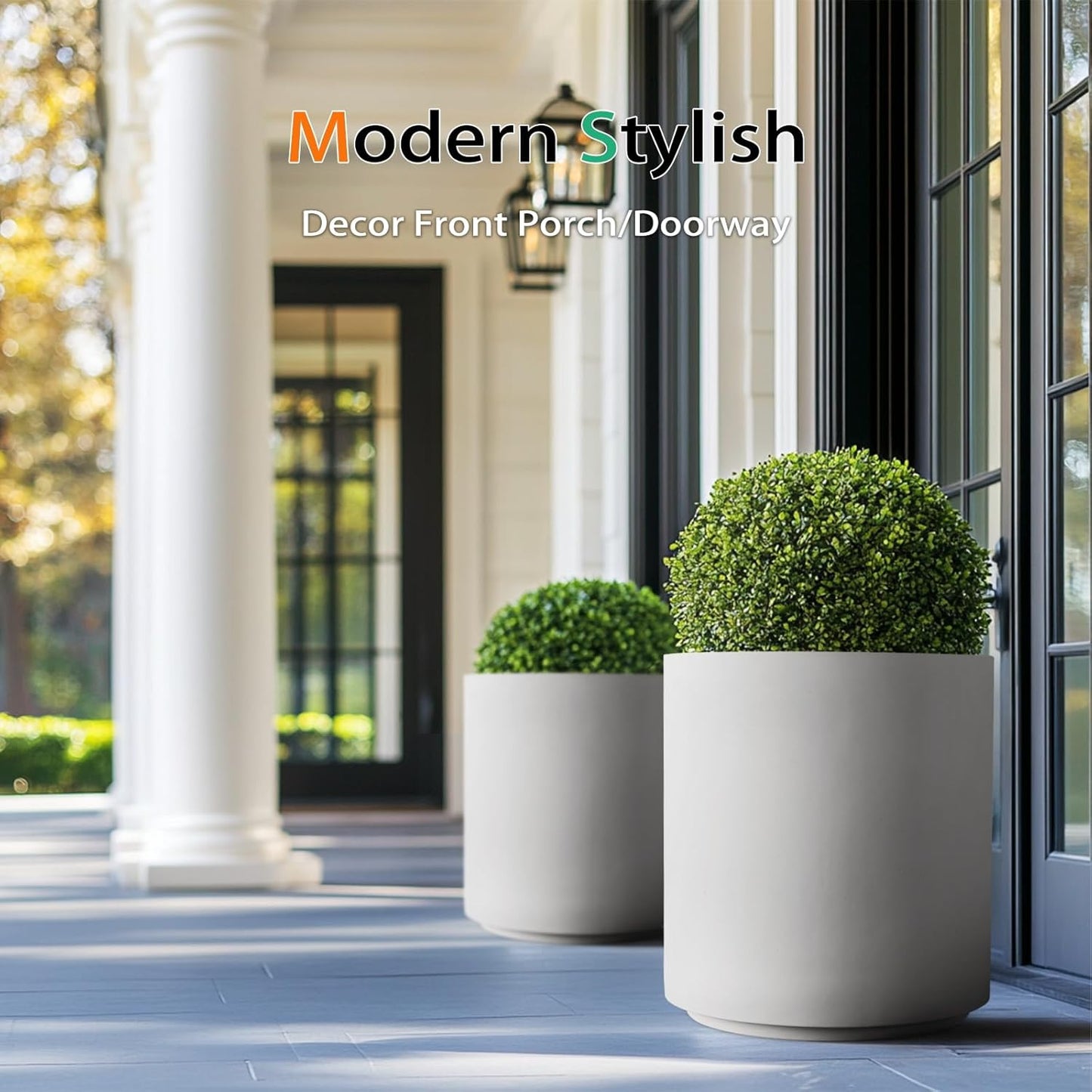 Round Concrete Planter Outdoor Indoor, Large Cement Plant Pots for Flowers (Gay, 12 inch)