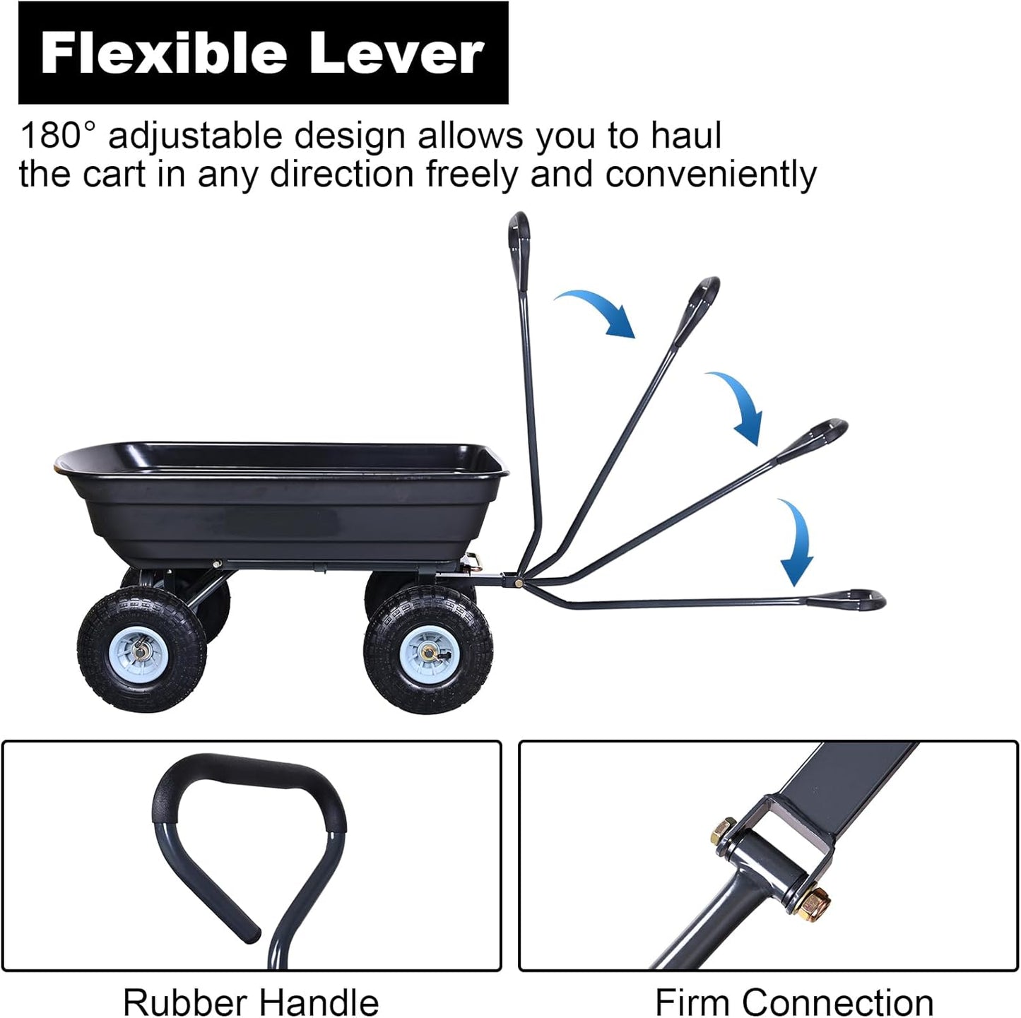 AAIN 600 Lbs Poly Garden Dump Cart,Camping Beach Wagon with 180° Rotating Handle and 10"Pneumatic Tires,Practical Heavy Duty Yard carts and Wagons,Quick Release Utility Wheel Barrow Trolley,Green A078