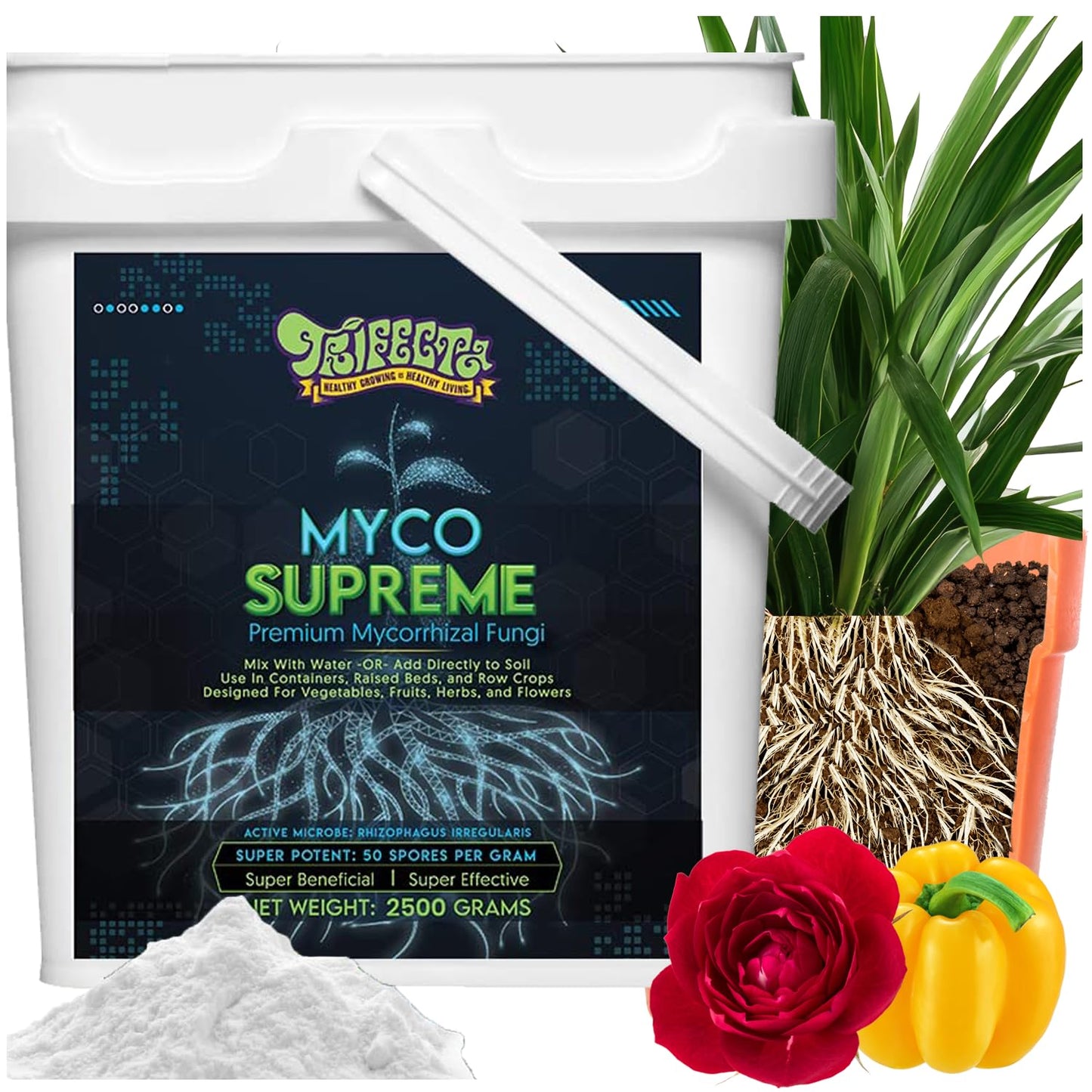 Mycorrhiza for Soil, Root Stimulator for Plants, Ultra Concentrated Mycorrhizae for Plants Strong Roots & Living Soil, Trifecta Myco Supreme Plant Root Stimulator for Tree, Rose and Flower Care