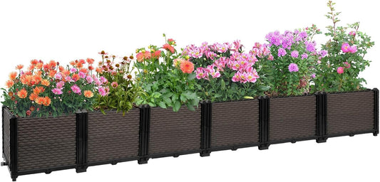 Large Raised Planter Box Outdoor Self Watering 94.4"x15.7"x14.2", Deep Raised Garden Bed - Elevated Garden Box with Drainage Plug, Rectangular Garden Planter Perfect for Patio Balcony Deck