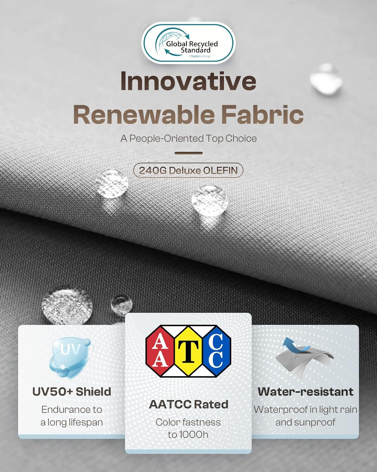 Aluminum Outdoor Patio Furniture, 1 Piece 3-Seat Sofa, All-Weather Metal Modern Outside Sofa for Deck, Porch (LightGray)