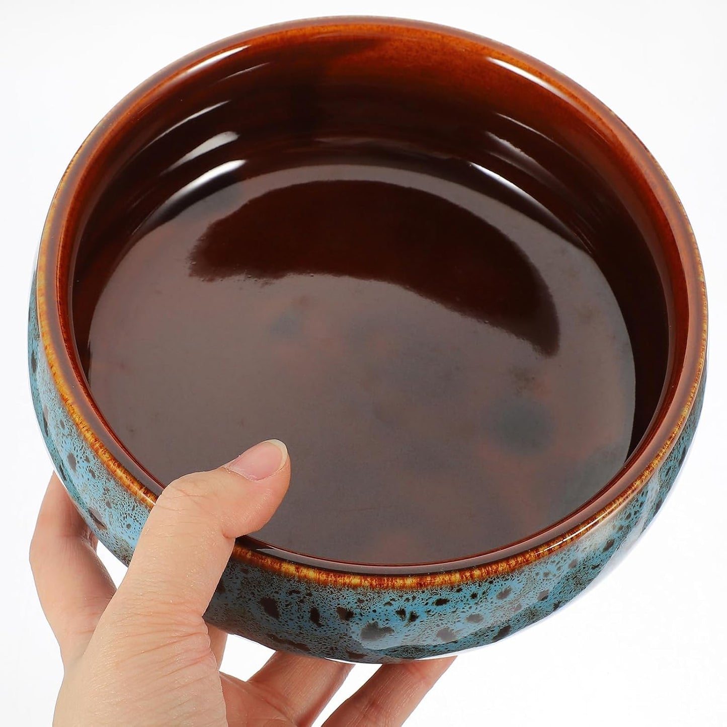 Lotus Bowl Planter, Lotus Bowls for Planting in Water Indoors, Ceramic Planters for Indoor Plants, Thickened Round Planter, for Succulent Plants Leak-Proof Design (Dark Blue)