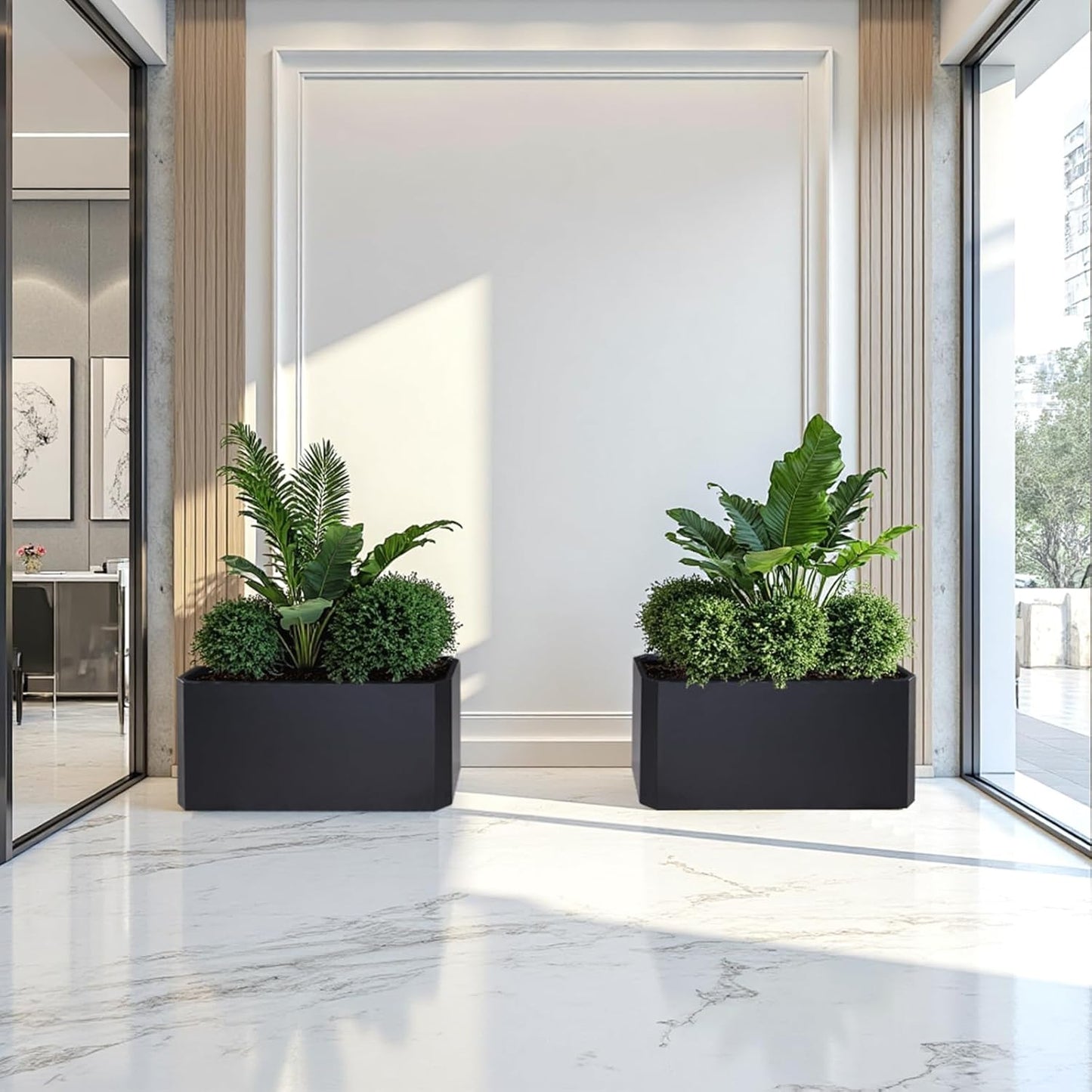 Steel Planter Box-36"x15"x15"-Large Rectangular Planter Indoor or Outdoor Black Matel Planter Box Commercial Residential for Patio Porch Deck Home Backyard