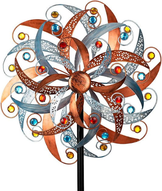 DREAMYSOUL Large Wind Spinner Outdoor, 20 Inches Dia Vintage Metal Windmills, Kinetic Wind Spinners & Sculpture for Yard and Garden