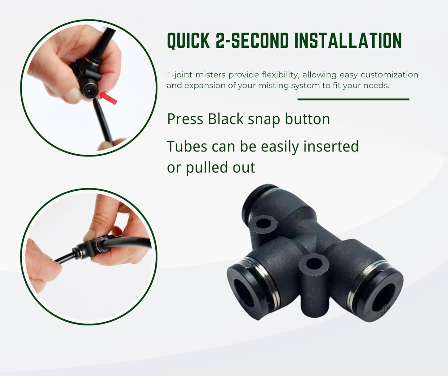 5pk Brass Misting Nozzles Tee 16 inch 360 Degree Adjustable Copper Sprayer, Compatible with1/4 trubing Hose Watering Plant Drip Irrigation Pneumatic Fittings Connection for Watering Garden（16inch）