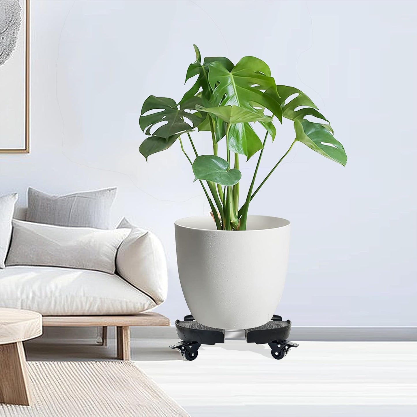 CASIMR Plant Caddy with Wheels, Heavy Duty 440lbs Capacity Rolling Plant Stand, 15-20 Inch Adjustable Indoor Outdoor Plant Dolly, Round Plant Roller Base Flower Pot Rack Holder Trolley Casters Tray