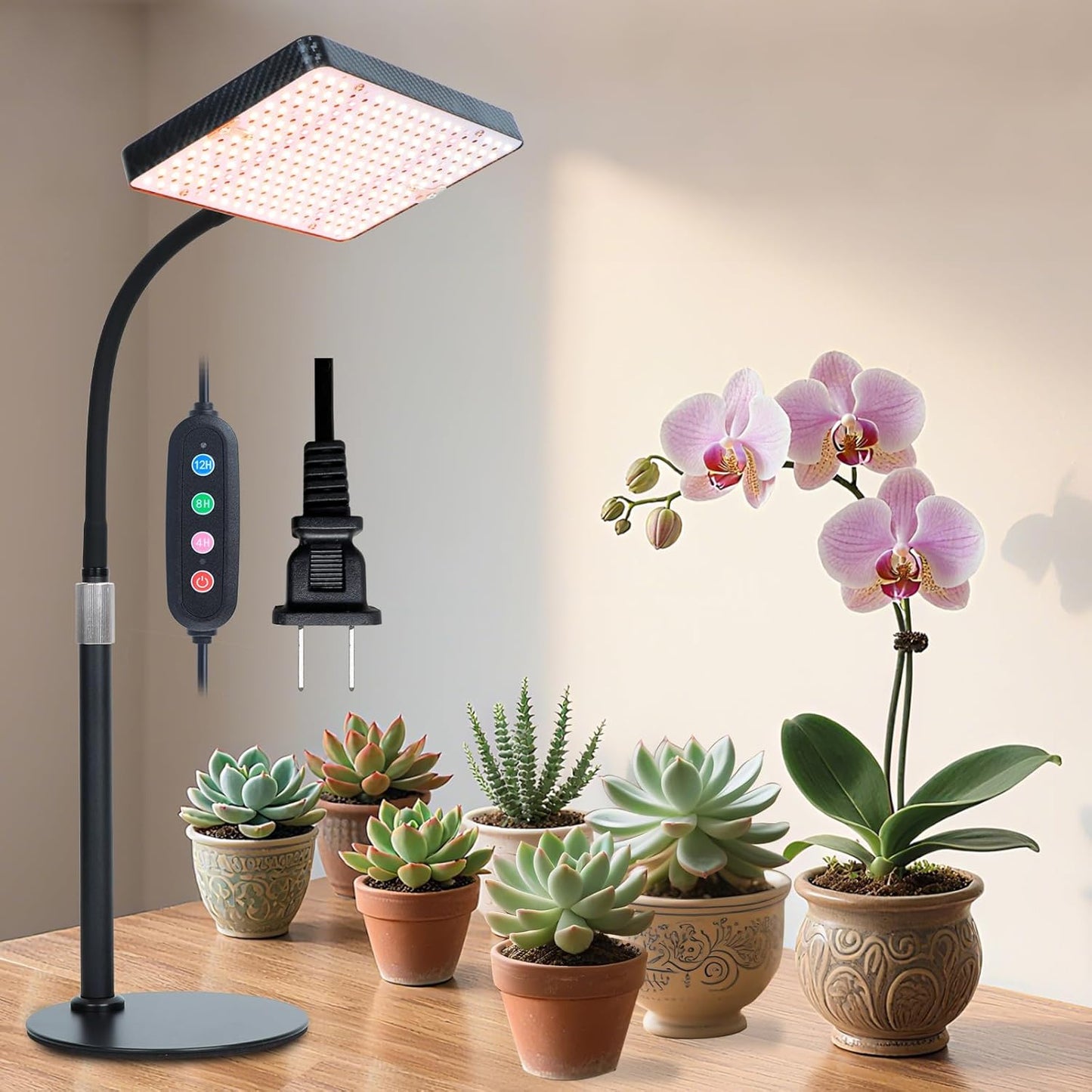 25W Table Top Grow Lights for Indoor Plants, Seed Starting, Bonsai with Timer Auto On/Off, 2500 Lumen Enough Bright Like A Small Sun for Your Jungle, Daisy Chain Function, 16"-24" Height Adjustable