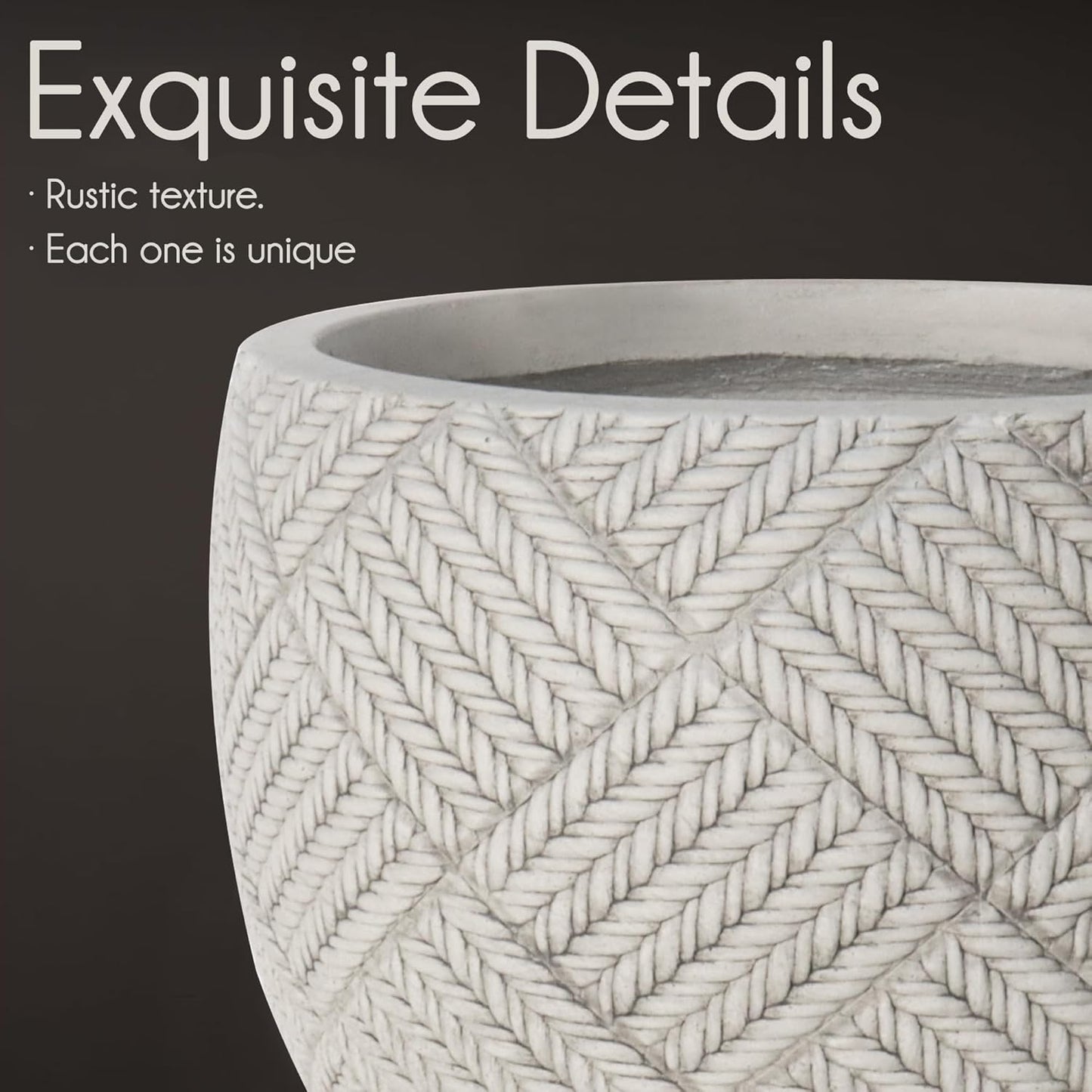 Oakrain Large Rustic Planters for Indoor Plants, 10” Decorative Round Vase with Drainage Hole, Distressed Planter Pot for Home Decor, Centerpieces Living Room, Washed Gray